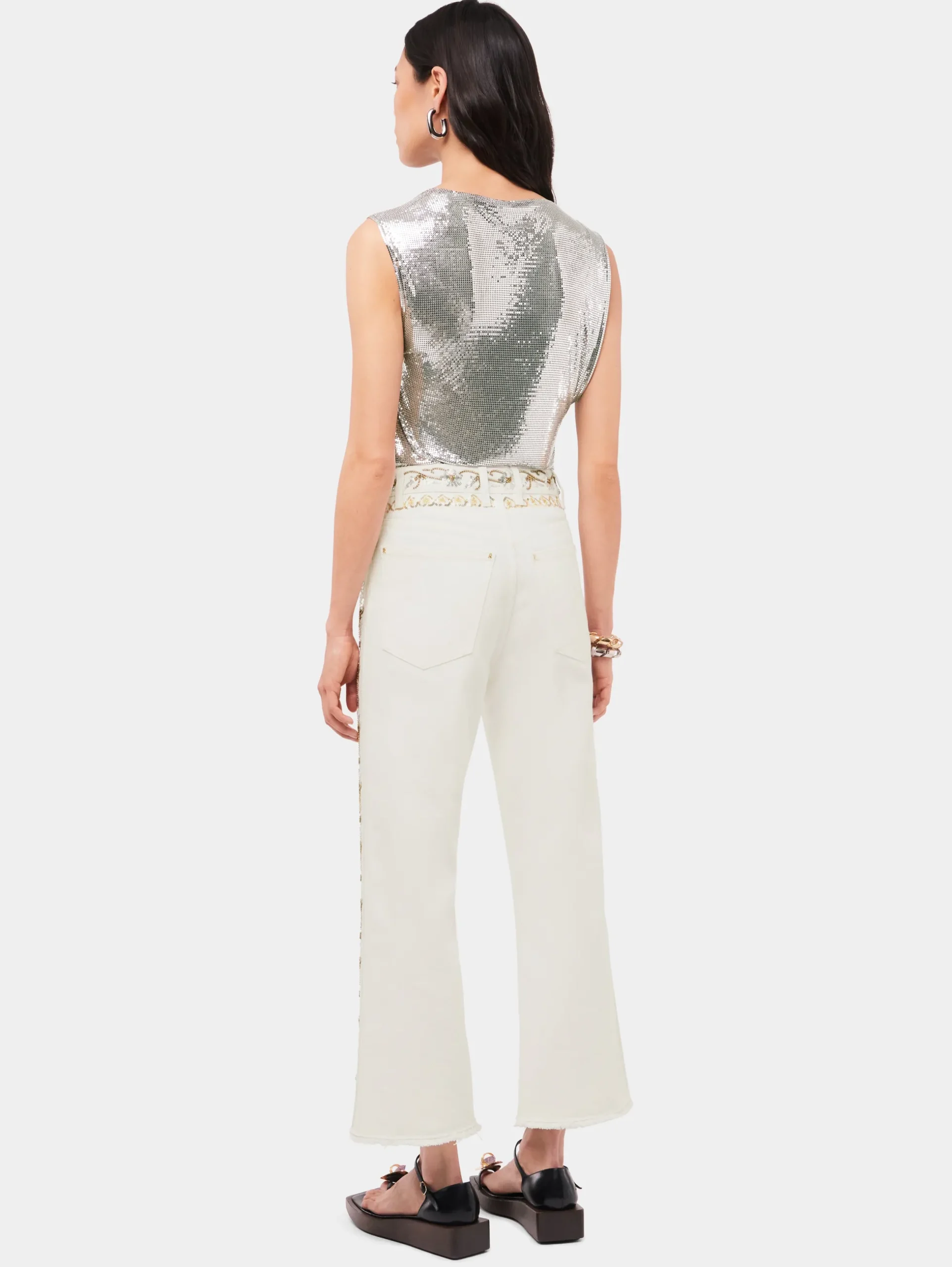 Top in a silver mini mesh | Rabanne Sale