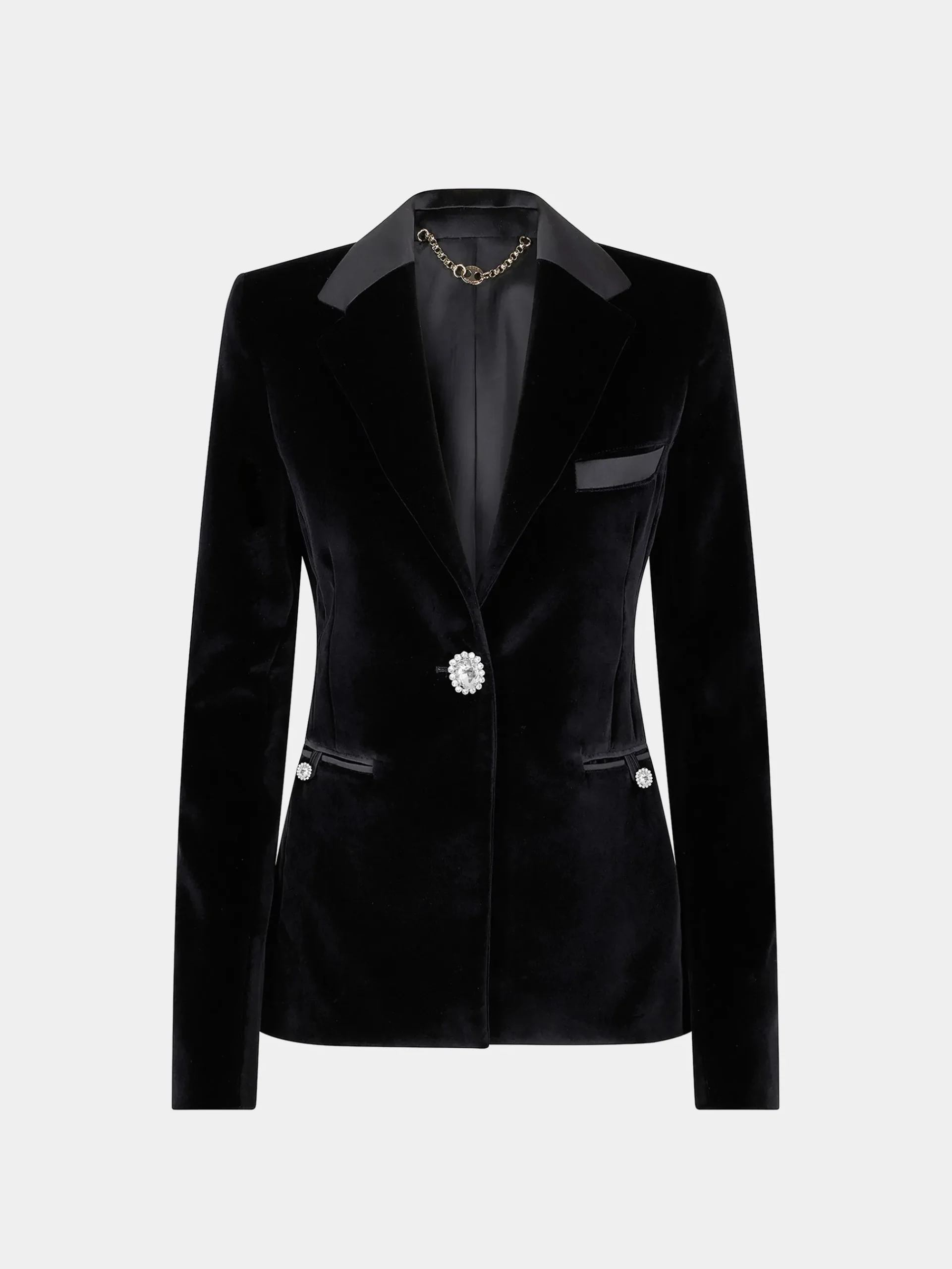 Velvet blazer with satin and crystal details | Rabanne Cheap