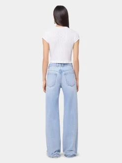 WHITE CROP TEE-SHIRT IN JERSEY POINTELLE | Rabanne Best