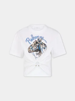 WHITE TEE-SHIRT PIERCING IN COTTON | Rabanne Clearance