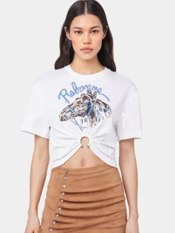 WHITE TEE-SHIRT PIERCING IN COTTON | Rabanne Clearance