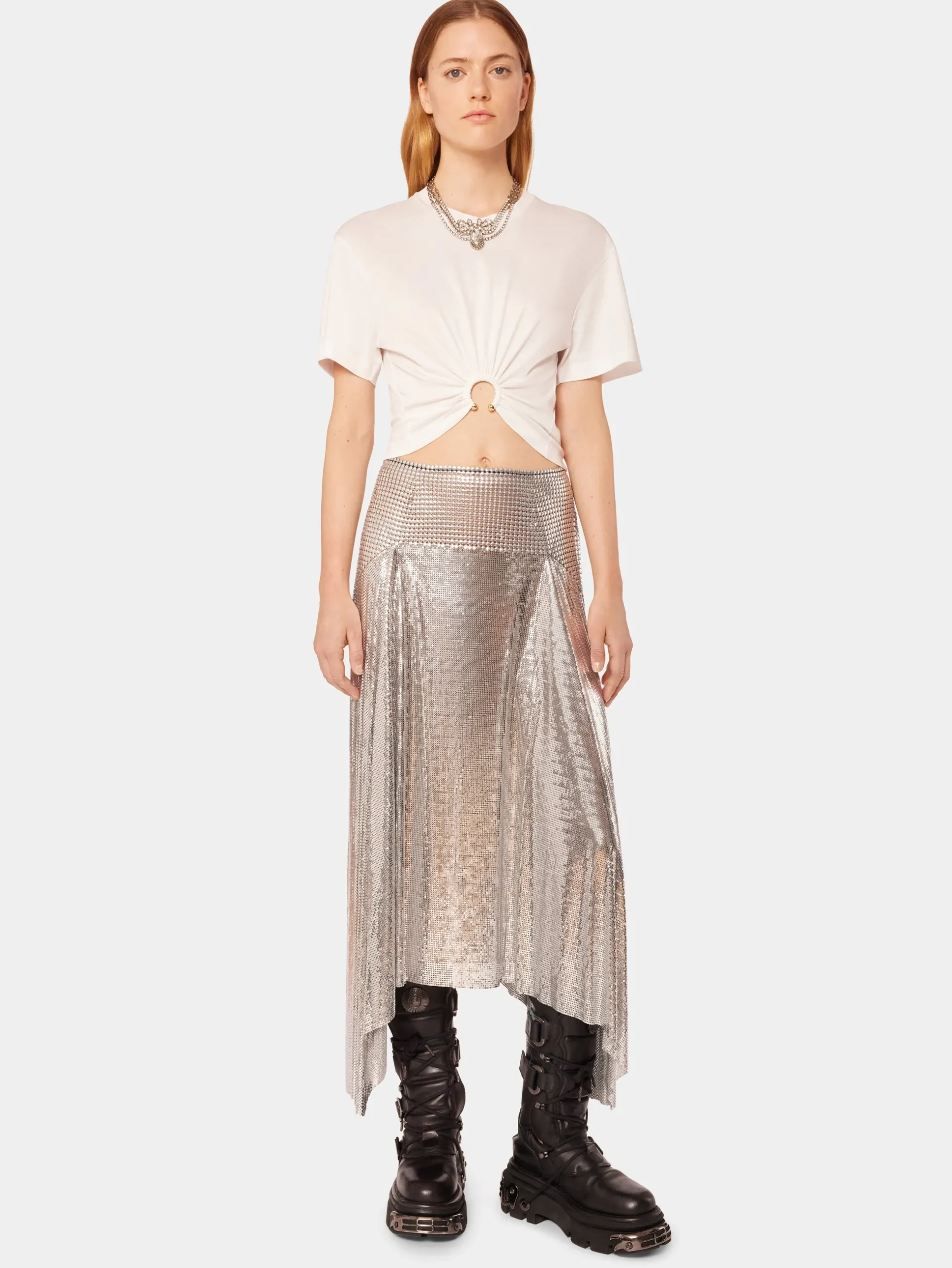 White T-shirt with piercing | Rabanne Fashion