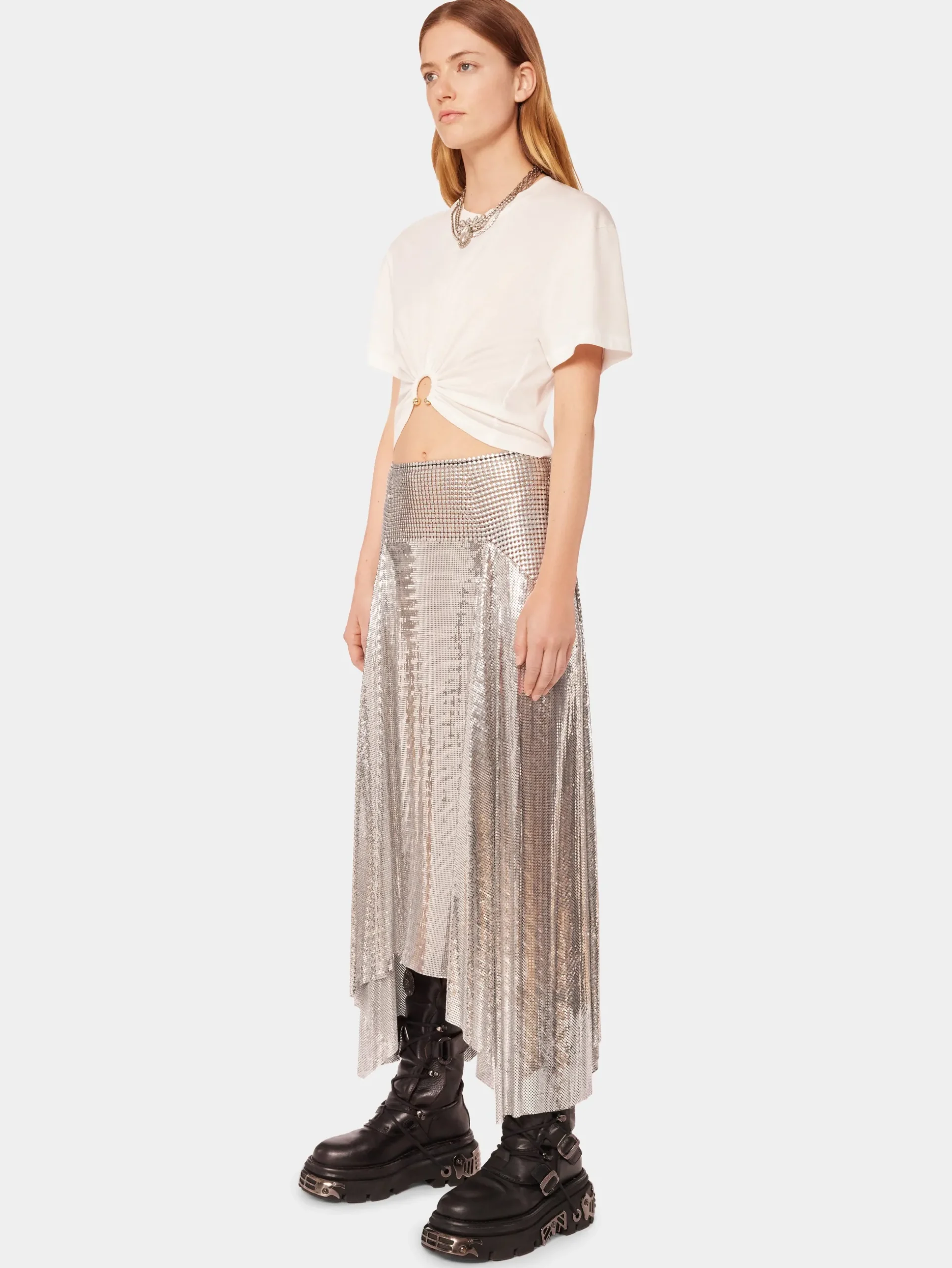 White T-shirt with piercing | Rabanne Fashion