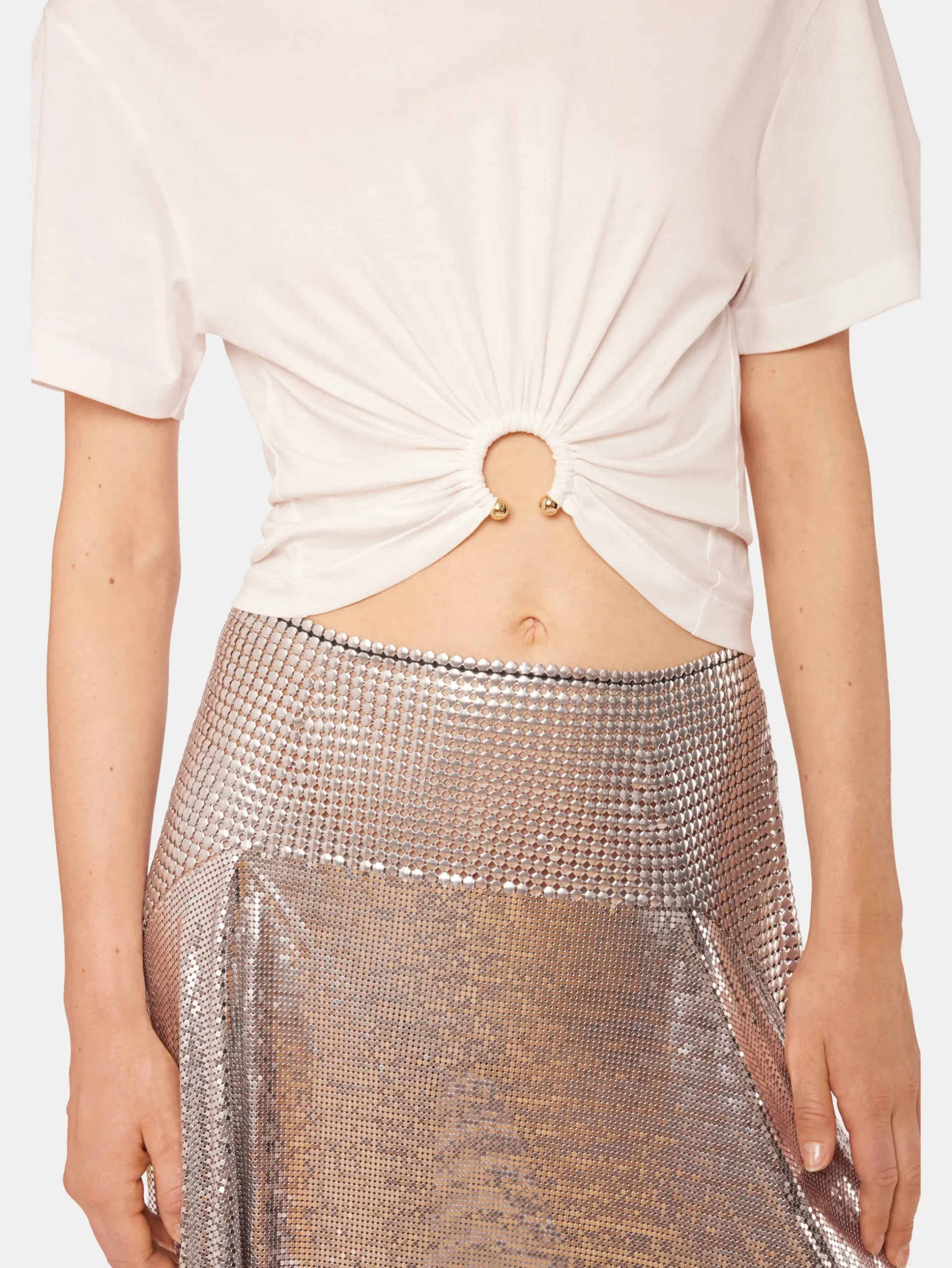 White T-shirt with piercing | Rabanne Fashion