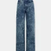 WIDE-LEG JEANS IN WASHED DENIM | Rabanne Clearance