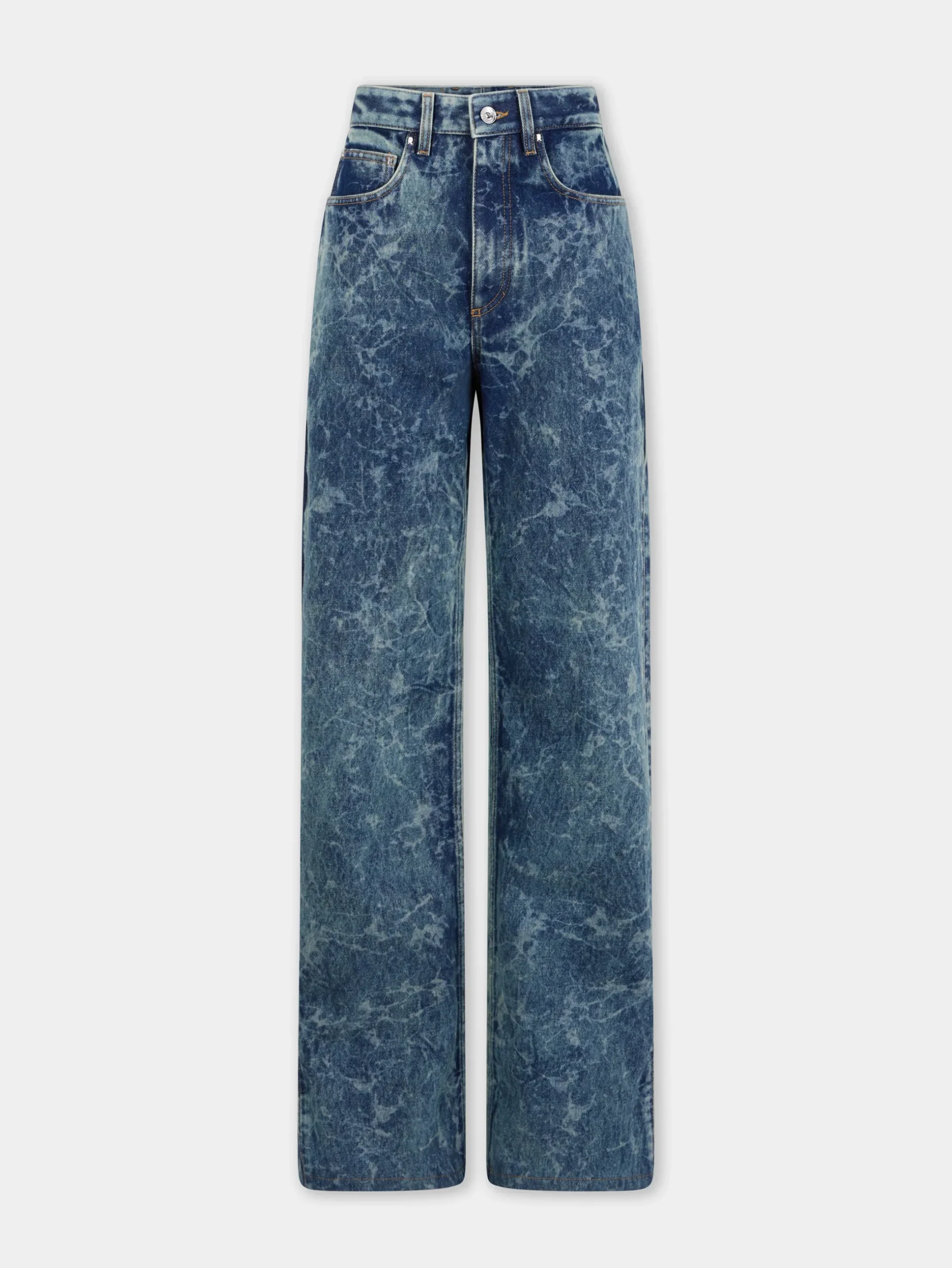 WIDE-LEG JEANS IN WASHED DENIM | Rabanne Clearance