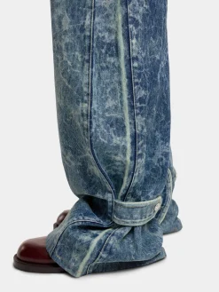WIDE-LEG JEANS IN WASHED DENIM | Rabanne Clearance