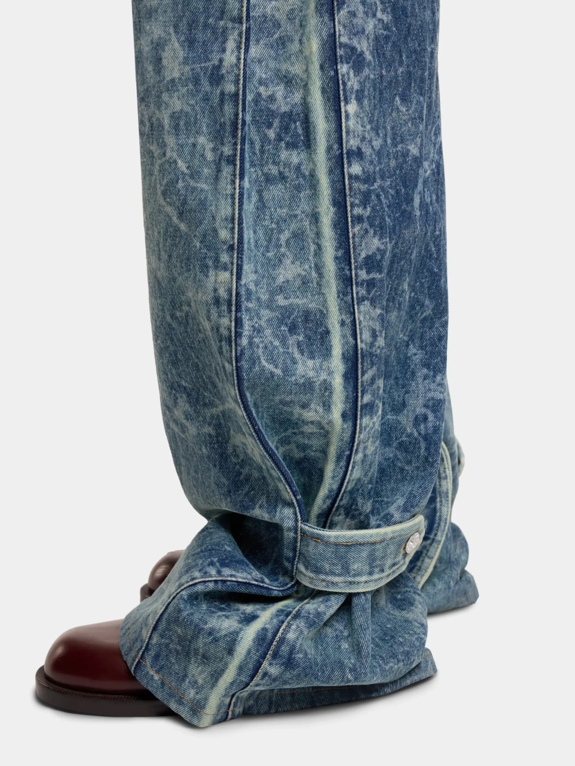 WIDE-LEG JEANS IN WASHED DENIM | Rabanne Clearance