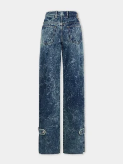 WIDE-LEG JEANS IN WASHED DENIM | Rabanne Clearance