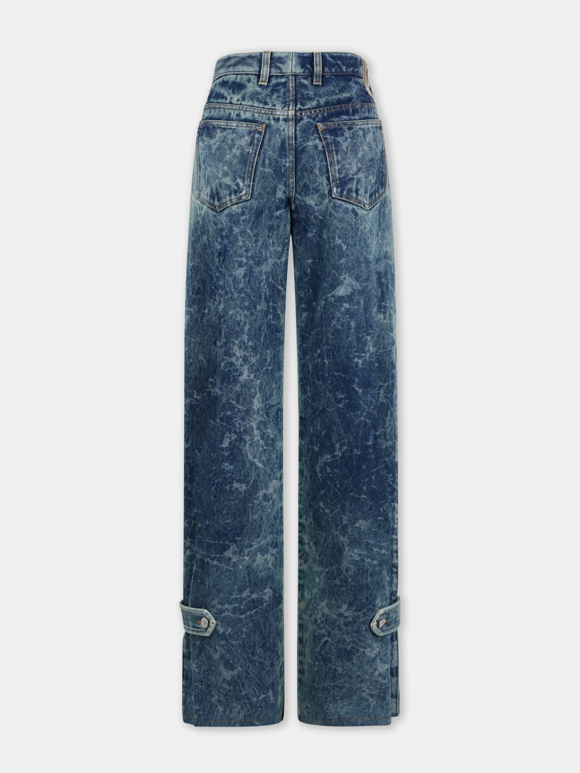 WIDE-LEG JEANS IN WASHED DENIM | Rabanne Clearance